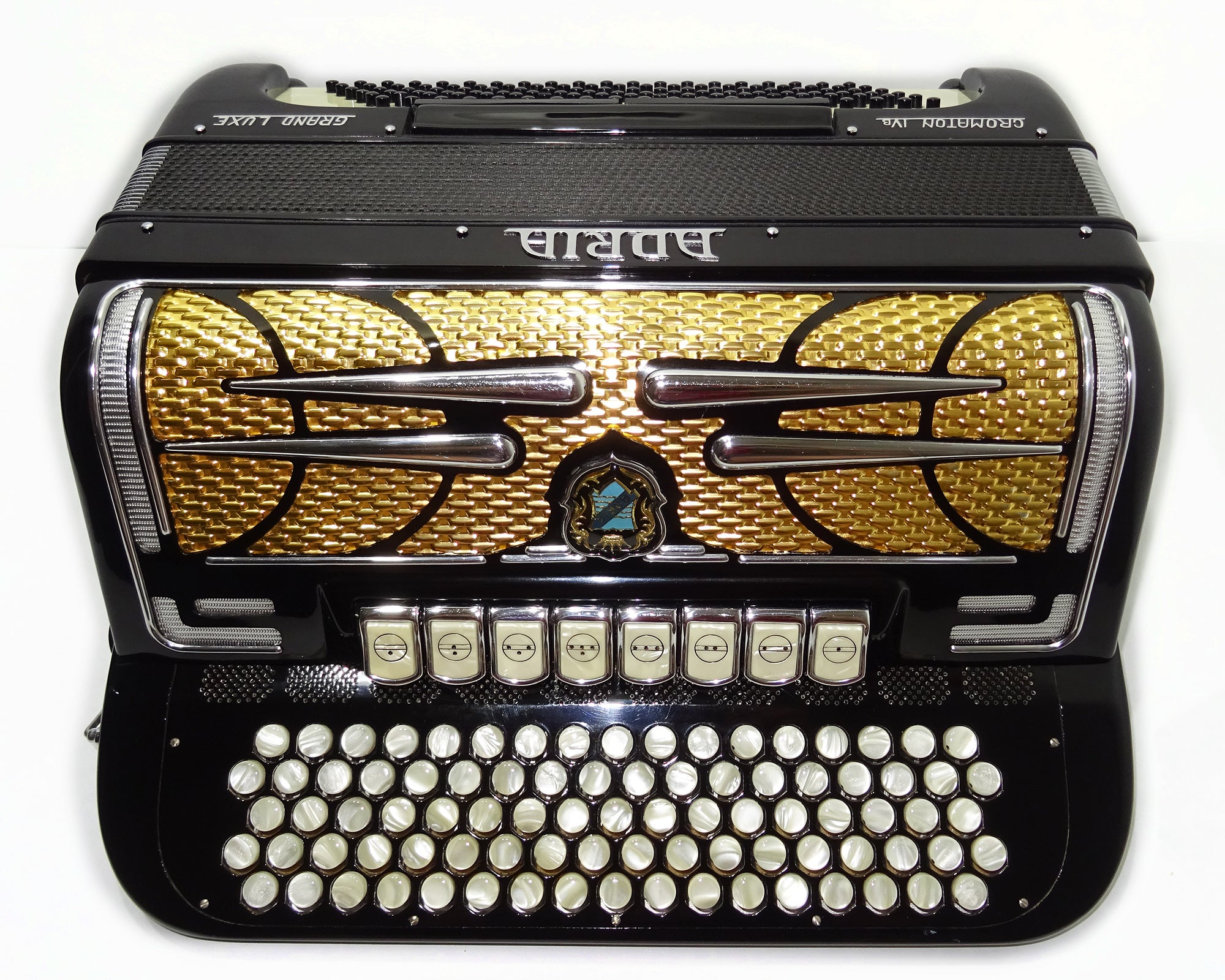 Adria Cromaton IV B Grand Luxe 120 Bass Button Accordion – Musical