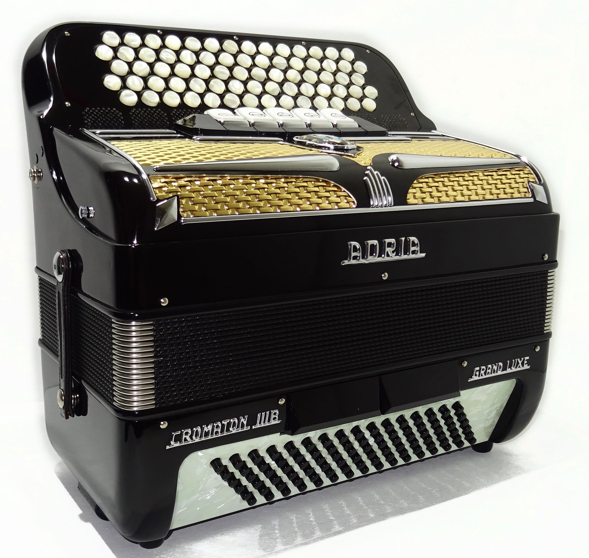Adria Cromaton III B Grand Luxe 5 Row Button Accordion 96 Bass, made in Italy, with Straps and Hard Case, Lightweight Accordeone de Botones, 2542