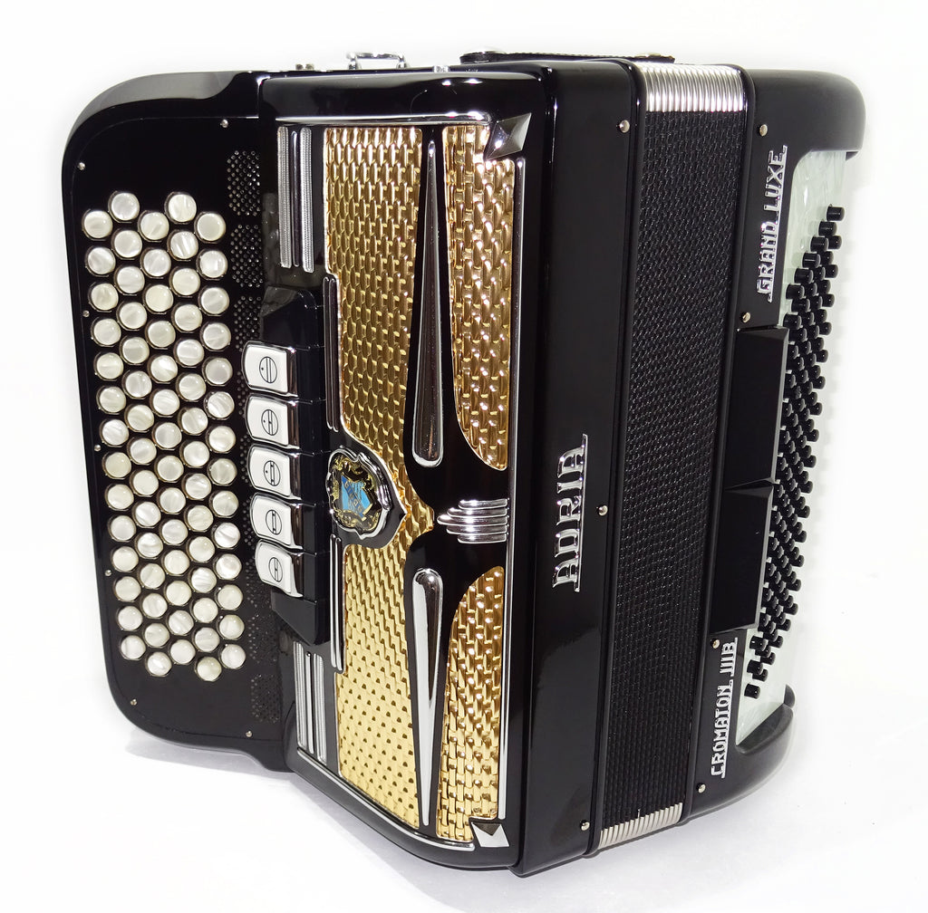 Adria Cromaton III B Grand Luxe 5 Row Button Accordion 96 Bass, made in Italy, with Straps and Hard Case, Lightweight Accordeone de Botones, 2542