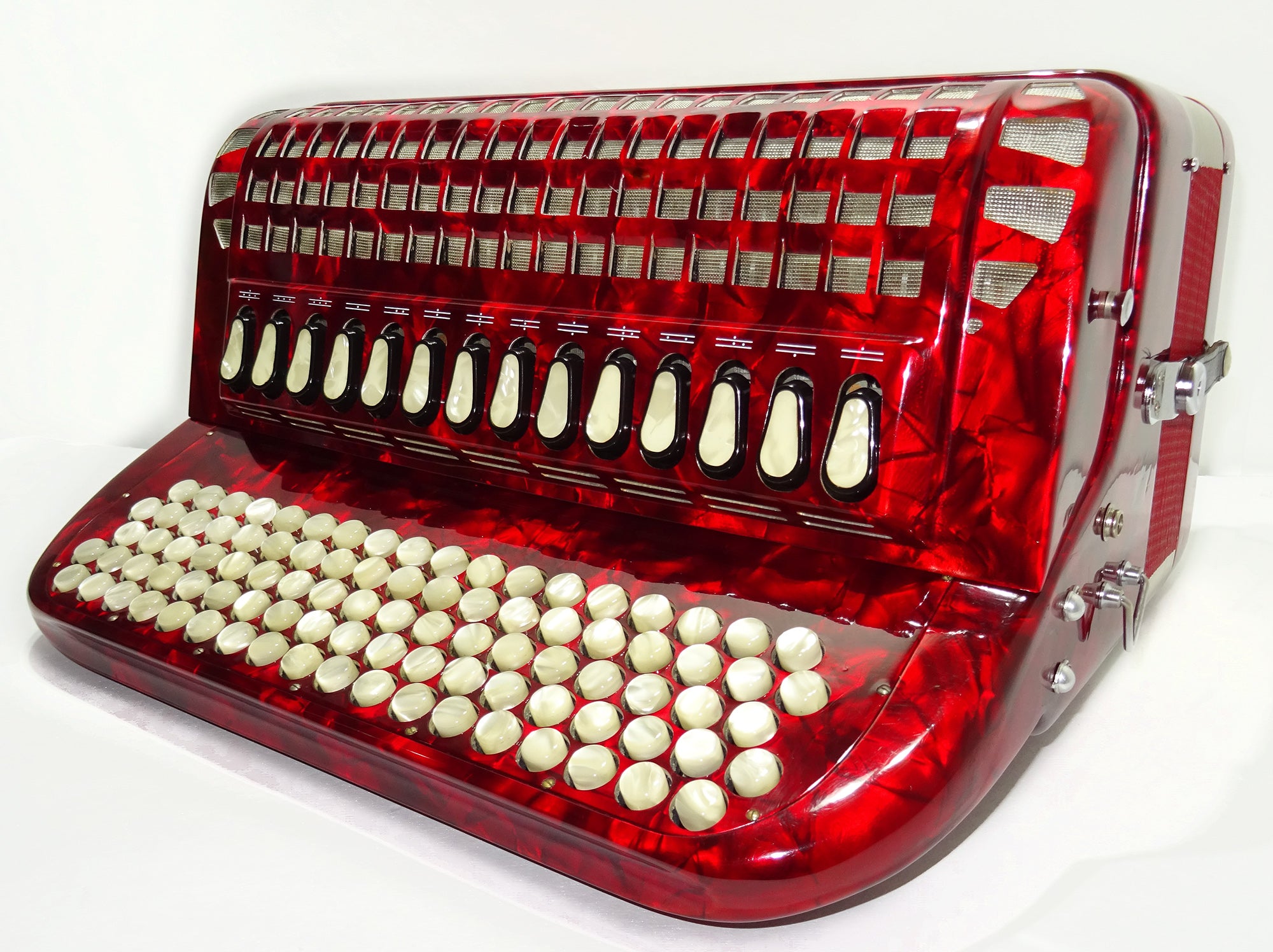 Perfect Excelsior 120 Bass Button Accordion, made in Italy, C System, Double Cassotto, 2538, includes Straps and Hard Case, Professional Accordian!