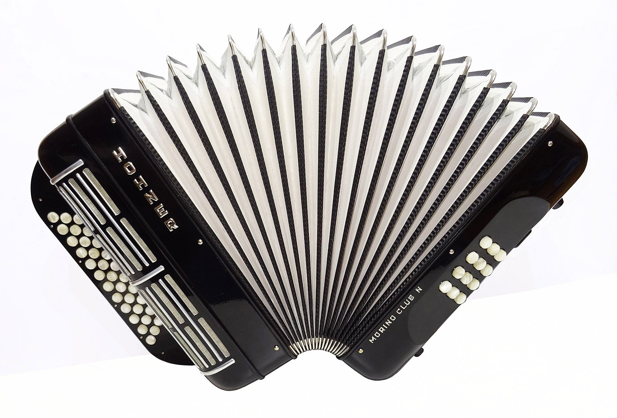 Hohner Morino Club N Diatonic Double Cassotto Harmonika made in Germany 2097, incl New Straps, Case, Squeezebox Garmon, Amazing Rich and Deep sound!