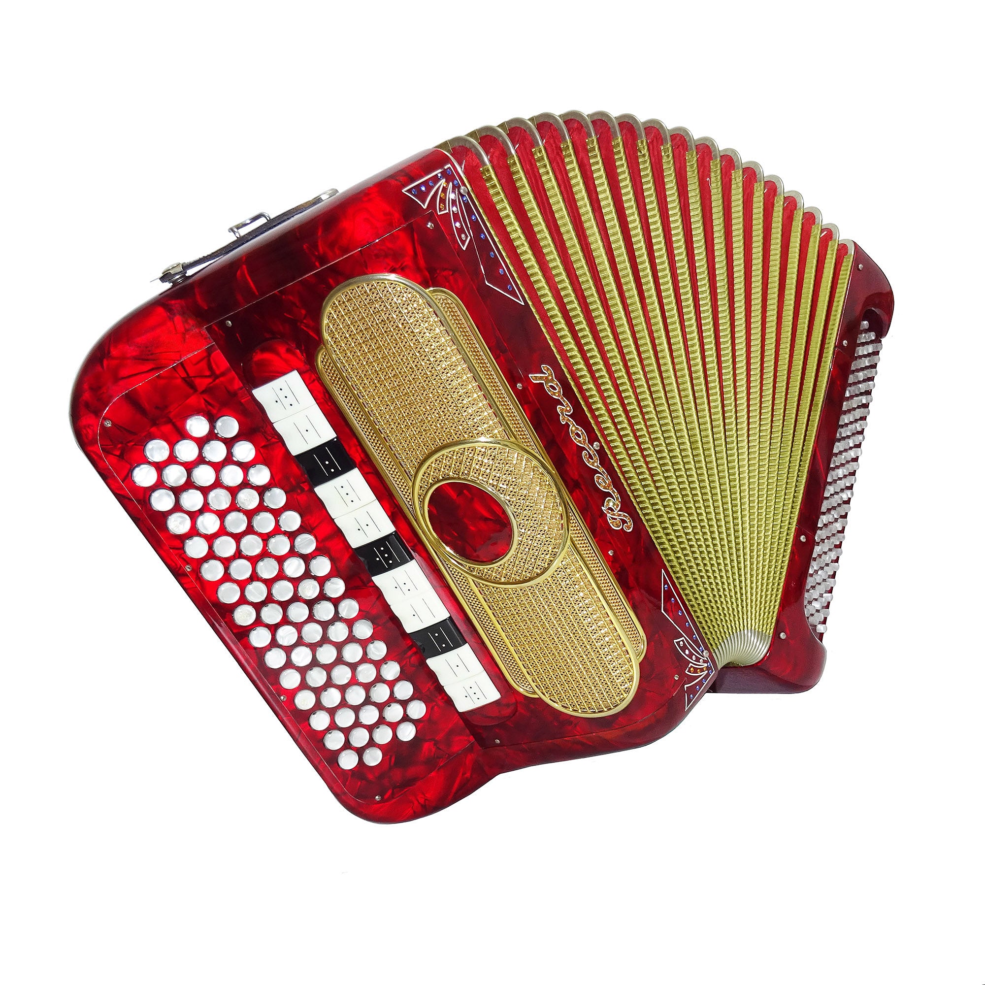 Rare Button Accordion Record C System 123 Bass Buttons made in Italy New Straps Case 2098, Wonderful Rich sound!