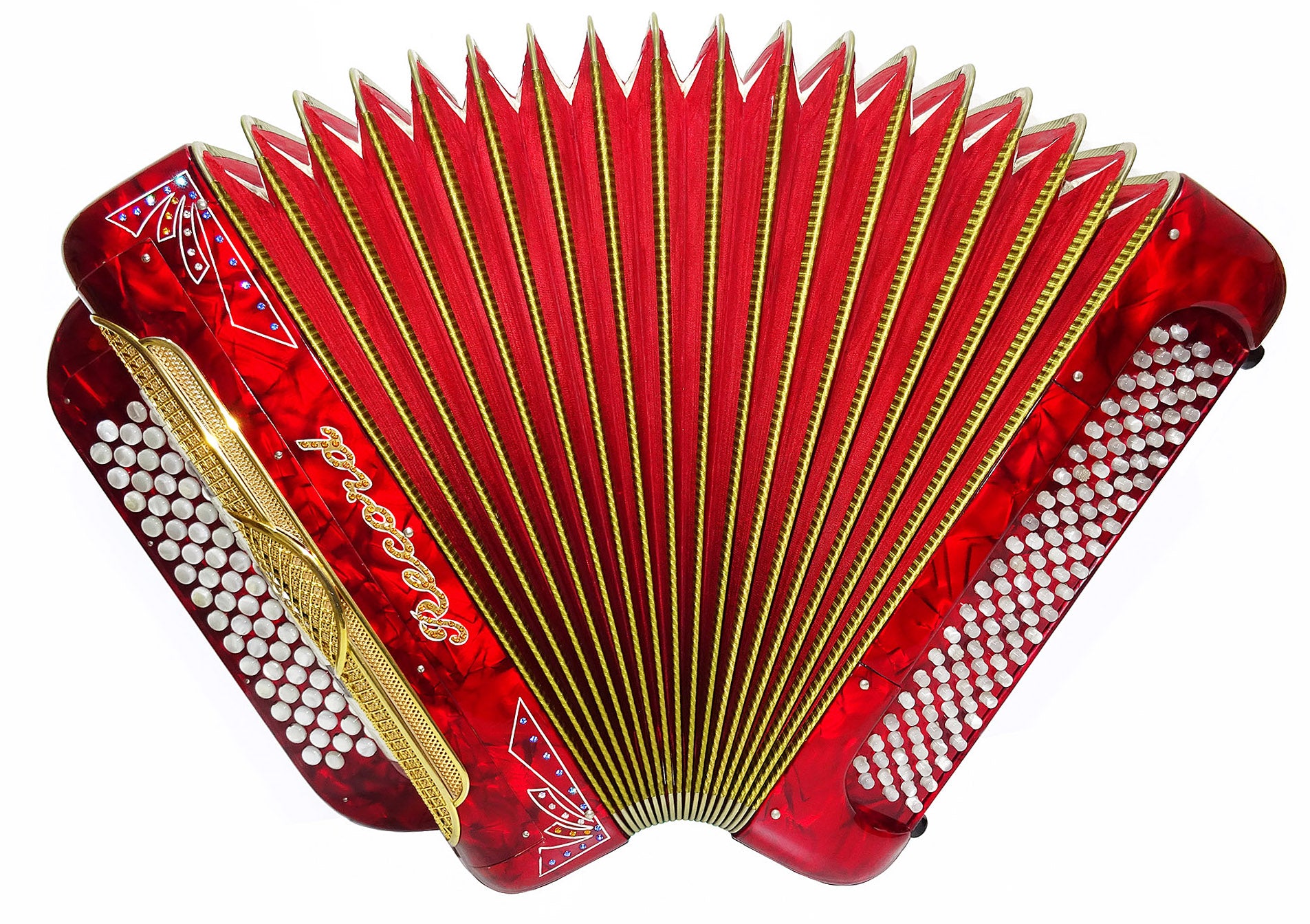 Rare Button Accordion Record C System 123 Bass Buttons made in Italy New Straps Case 2098, Wonderful Rich sound!