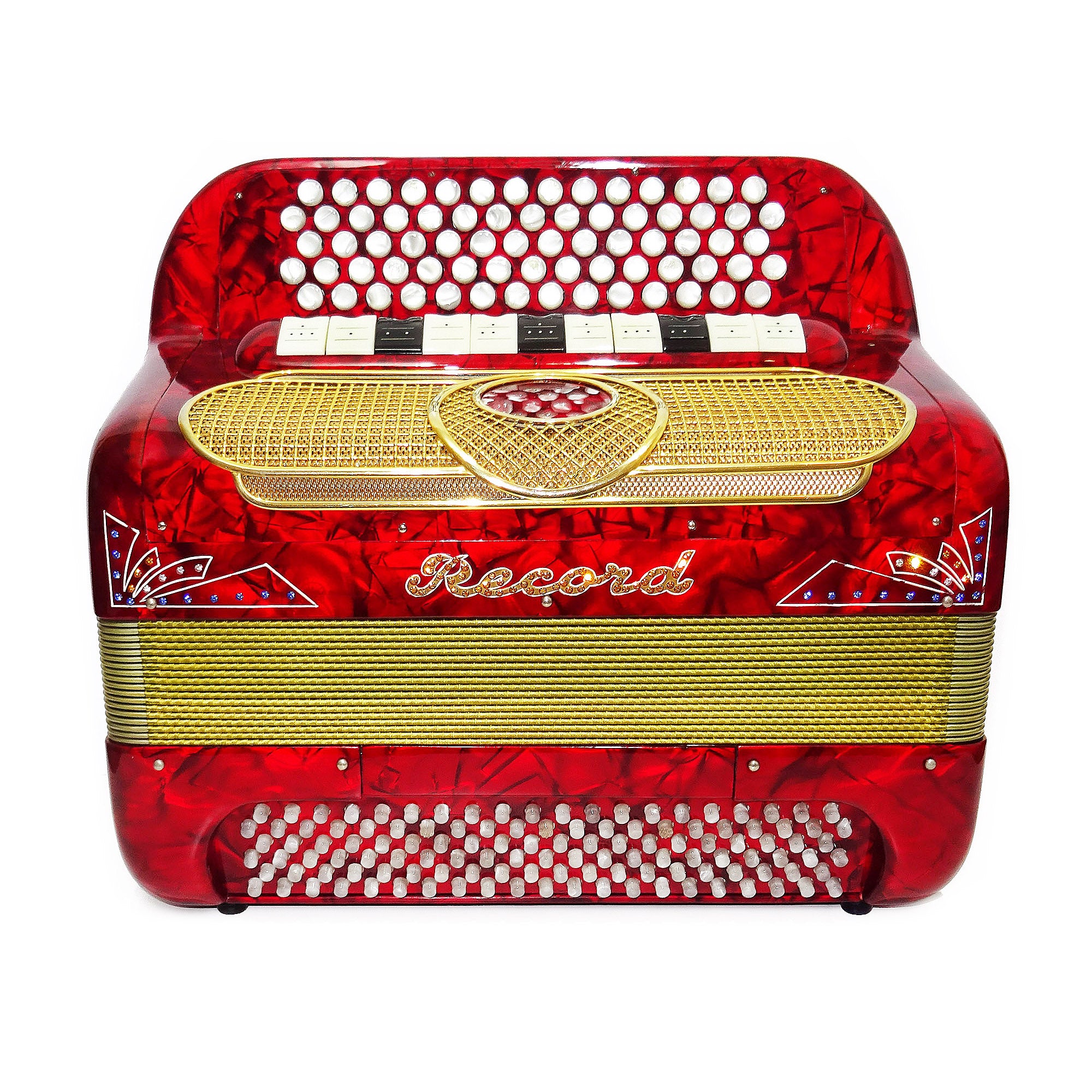 Rare Button Accordion Record C System 123 Bass Buttons made in Italy New Straps Case 2098, Wonderful Rich sound!