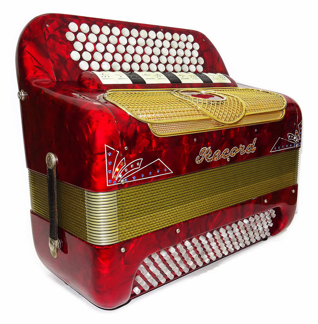 Rare Button Accordion Record C System 123 Bass Buttons made in Italy New Straps Case 2098, Wonderful Rich sound!