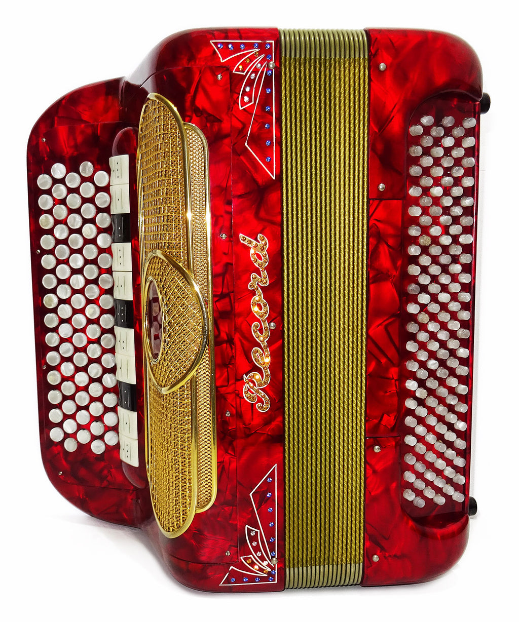 Rare Button Accordion Record C System 123 Bass Buttons made in Italy New Straps Case 2098, Wonderful Rich sound!