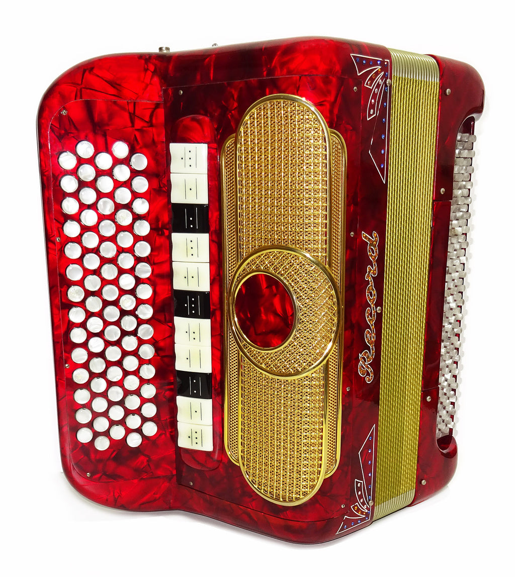 Rare Button Accordion Record C System 123 Bass Buttons made in Italy New Straps Case 2098, Wonderful Rich sound!