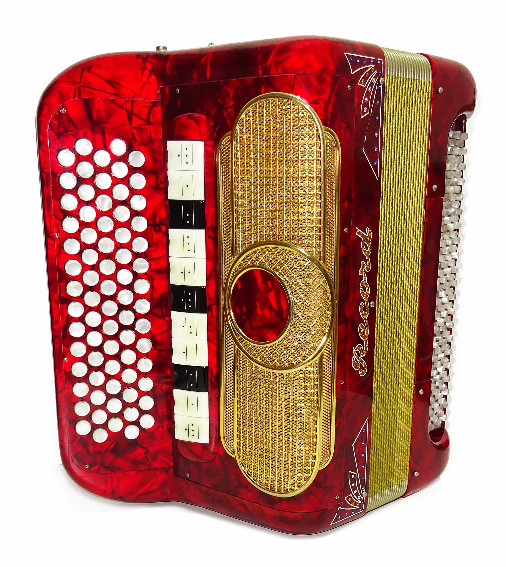 Rare Button Accordion Record C System 123 Bass Buttons made in Italy New Straps Case 2098, Wonderful Rich sound!