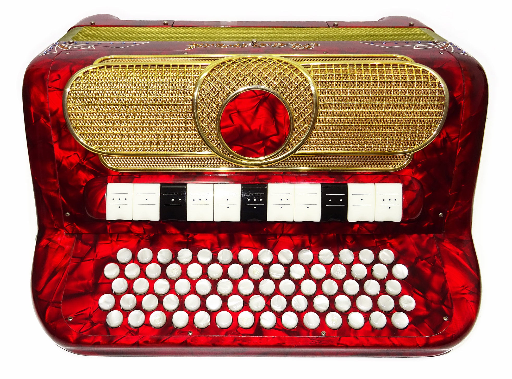Rare Button Accordion Record C System 123 Bass Buttons made in Italy New Straps Case 2098, Wonderful Rich sound!