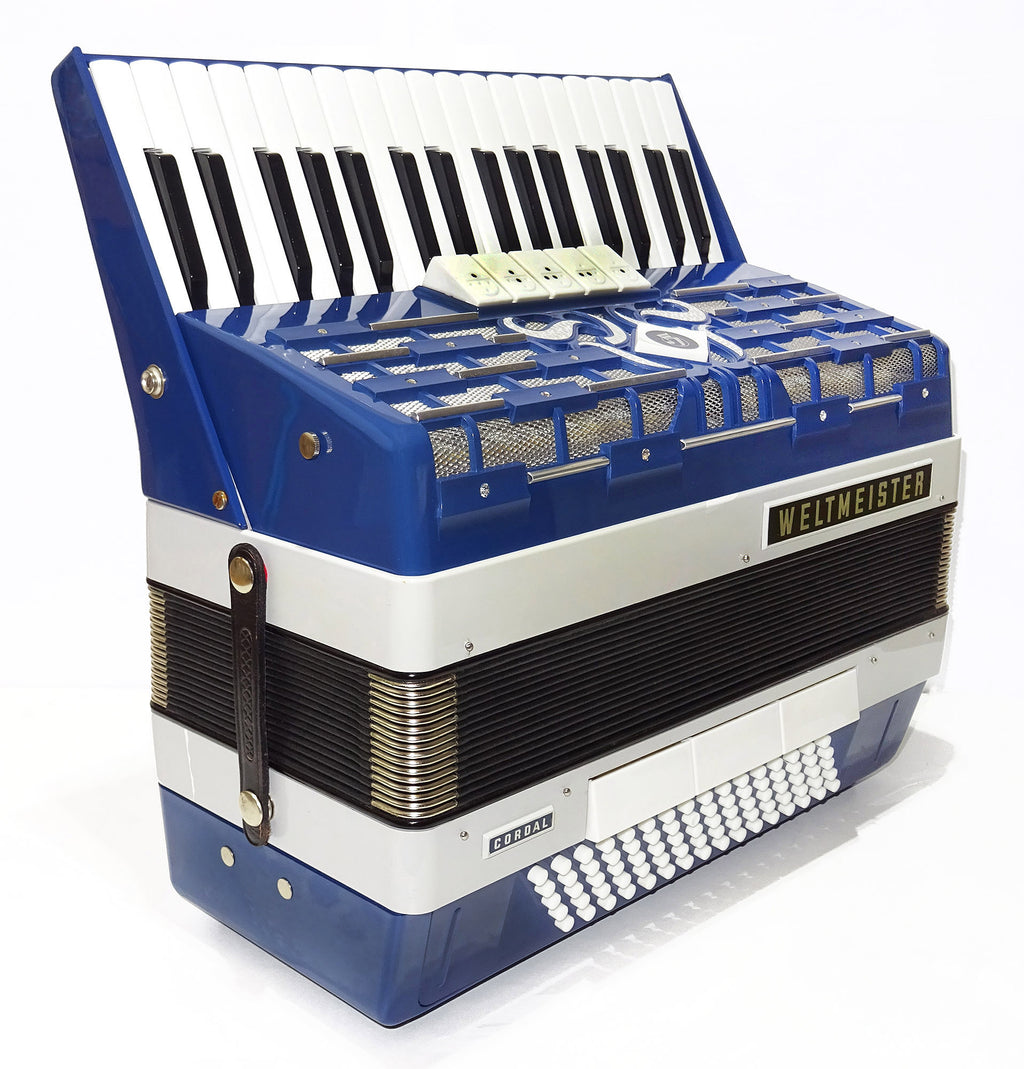 Nahezu neuwertig! Weltmeister Cordal 80 Bass, hergestellt in Deutschland, Pianoakkordeon, neue Riemen 2136, hochwertiges Musikinstrument, voller und tiefer Klang