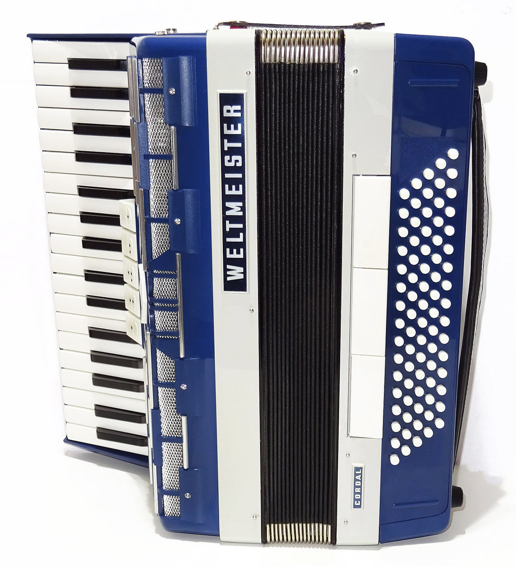 Nahezu neuwertig! Weltmeister Cordal 80 Bass, hergestellt in Deutschland, Pianoakkordeon, neue Riemen 2136, hochwertiges Musikinstrument, voller und tiefer Klang