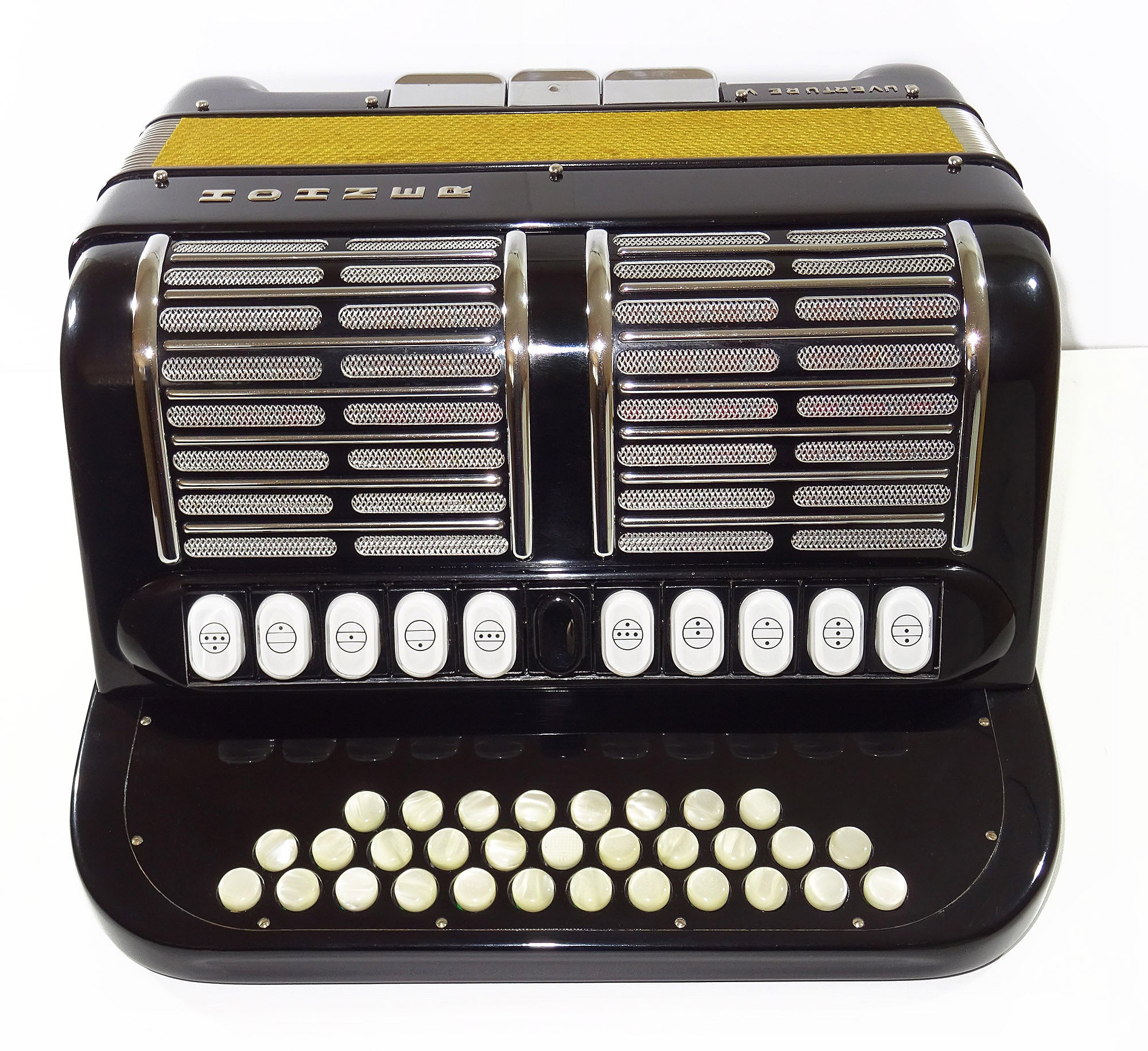 Close to New! Hohner Ouverture V Diatonic Original German Squeezebox Button Accordion Garmon Straps 2040, Rare Luxury Harmonica, Fantastic sound!