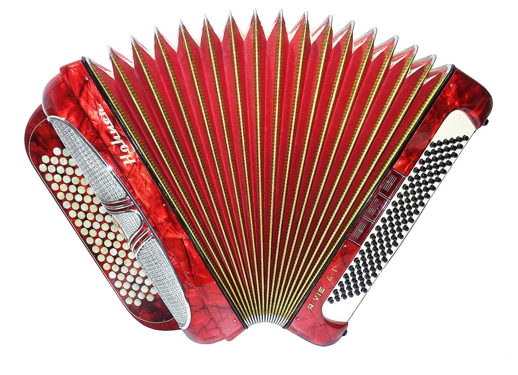 Hohner Riviera IV Original 5 Row Button Accordion made in Germany 2183, incl New Straps, Rich Powerful Sound