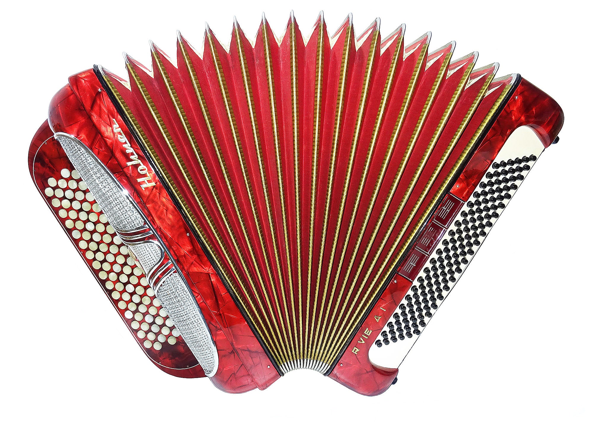 Hohner Riviera IV Original 5 Row Button Accordion made in Germany 2183, incl New Straps, Rich Powerful Sound