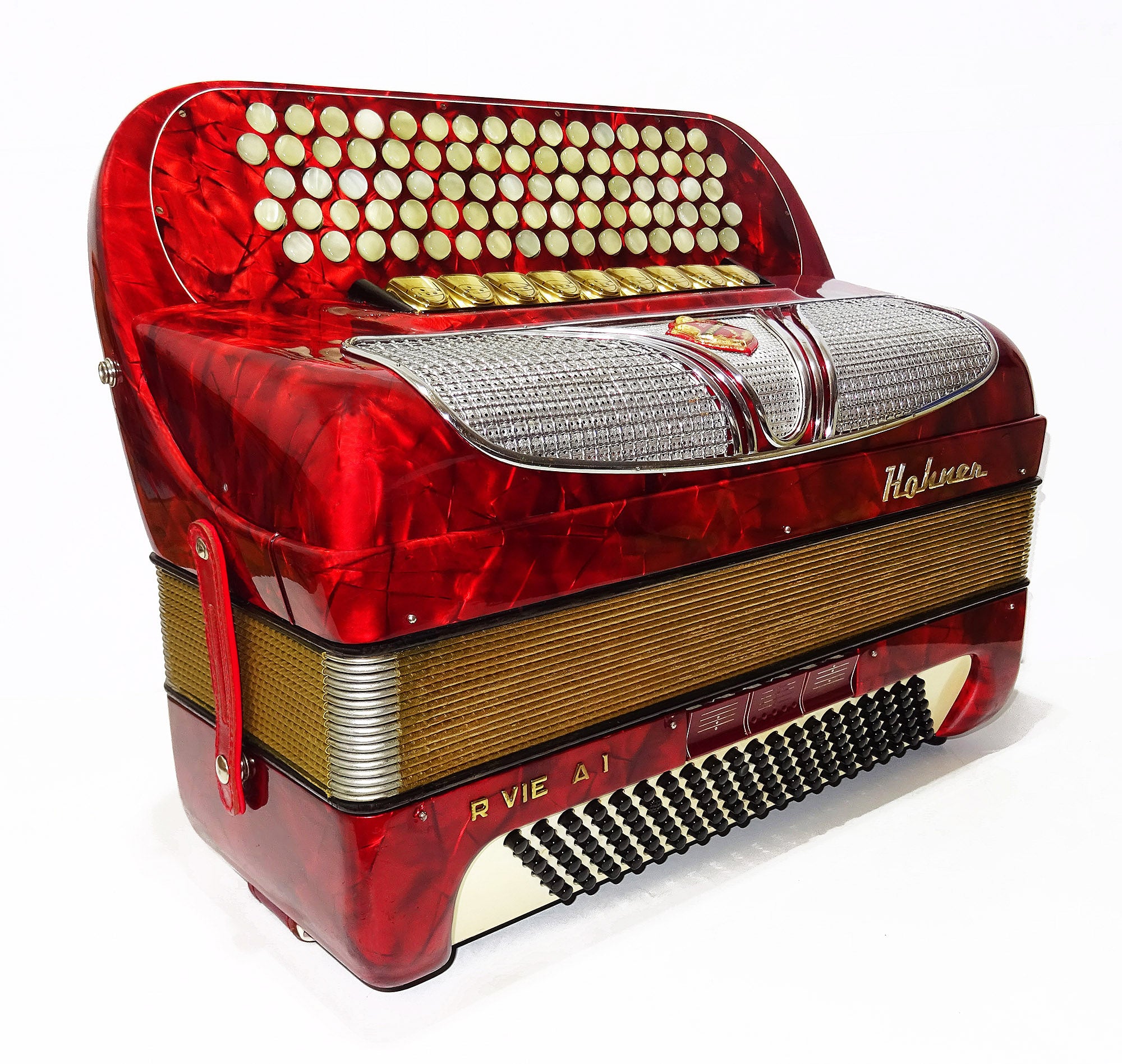 Hohner Riviera IV Original 5 Row Button Accordion made in Germany 2183, incl New Straps, Rich Powerful Sound