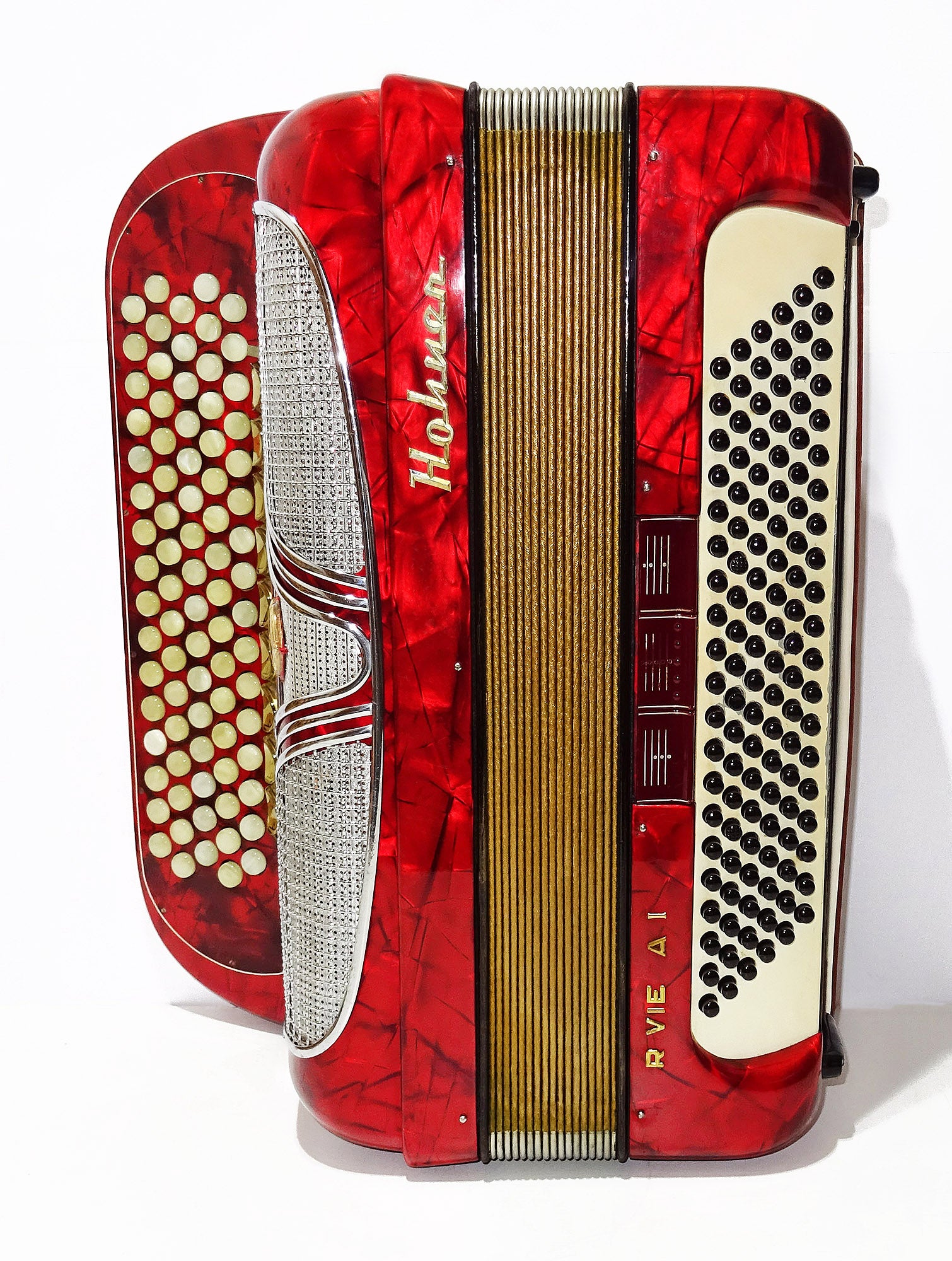Hohner Riviera IV Original 5 Row Button Accordion made in Germany 2183, incl New Straps, Rich Powerful Sound