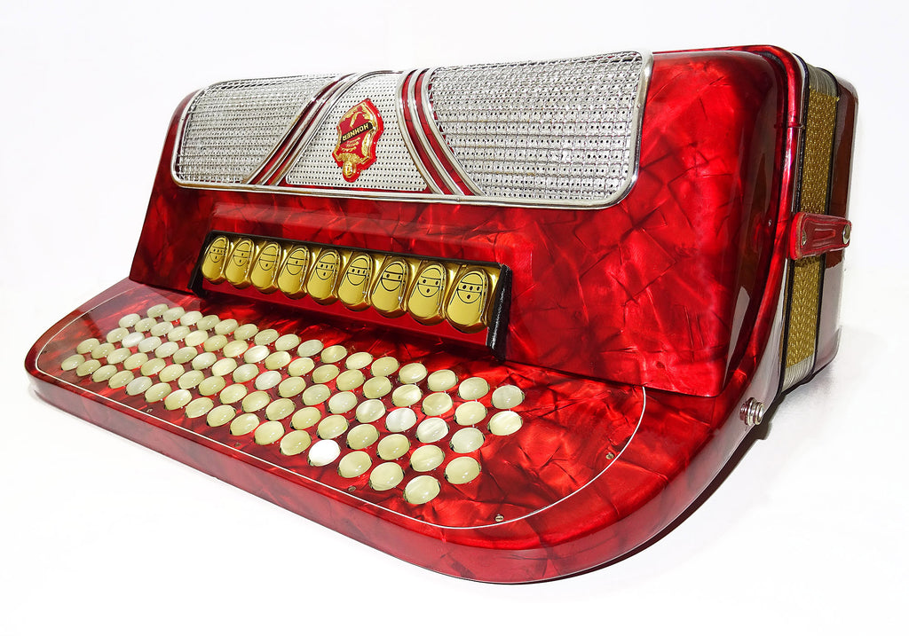 Hohner Riviera IV Original 5 Row Button Accordion made in Germany 2183, incl New Straps, Rich Powerful Sound