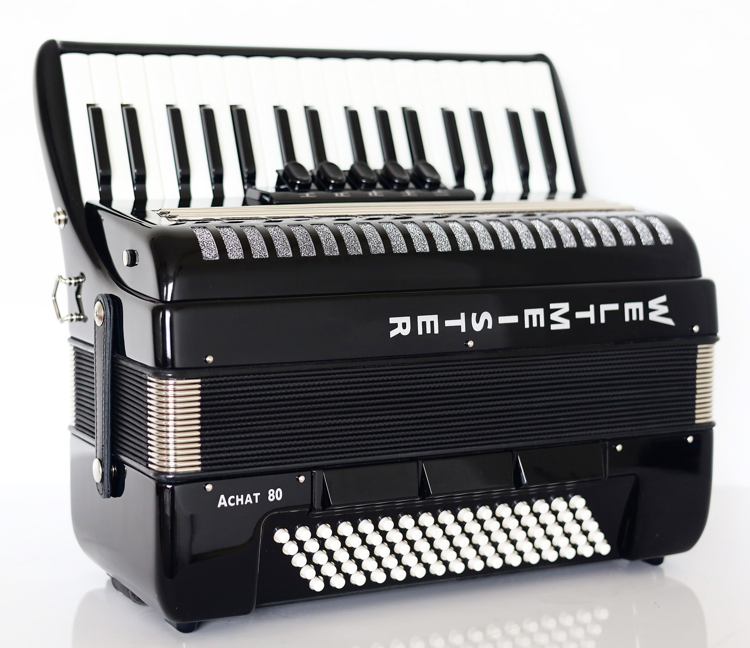 NEW Weltmeister Achat 80 Piano Accordion made in Germany, 80 Bass buttons, Original New Straps and Case, Keyboard Accordian, Black