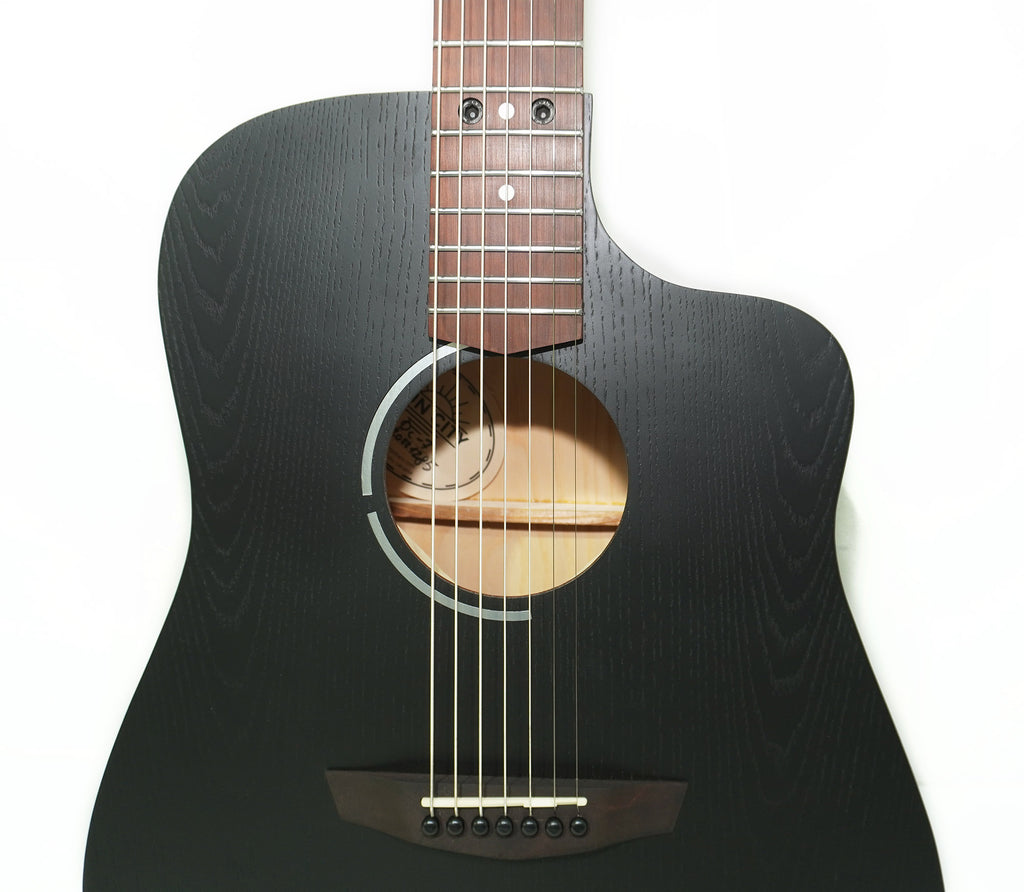 New Seven 7 String Acoustic Guitar Сutaway, made in Ukraine by Trembita Black Natural Wood