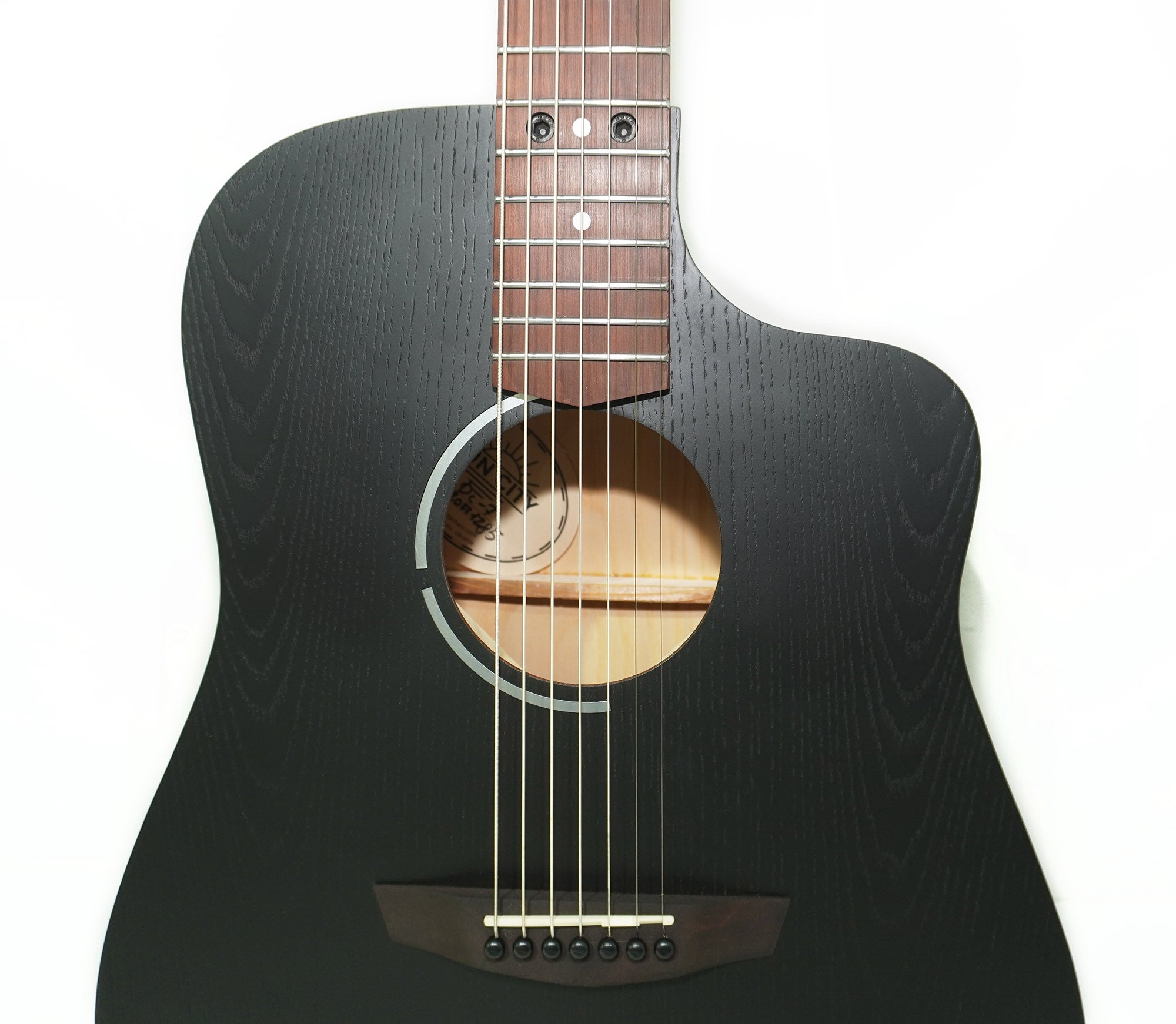 New Seven 7 String Acoustic Guitar Сutaway, made in Ukraine by Trembita Black Natural Wood