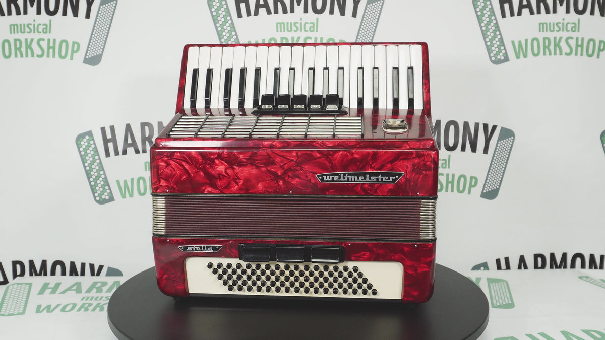 Weltmeister Stella Accordion 80 Bass made in Germany, New Straps Soft Case for Gift, Keyboard Piano Accordian Musical Instrument, 2754