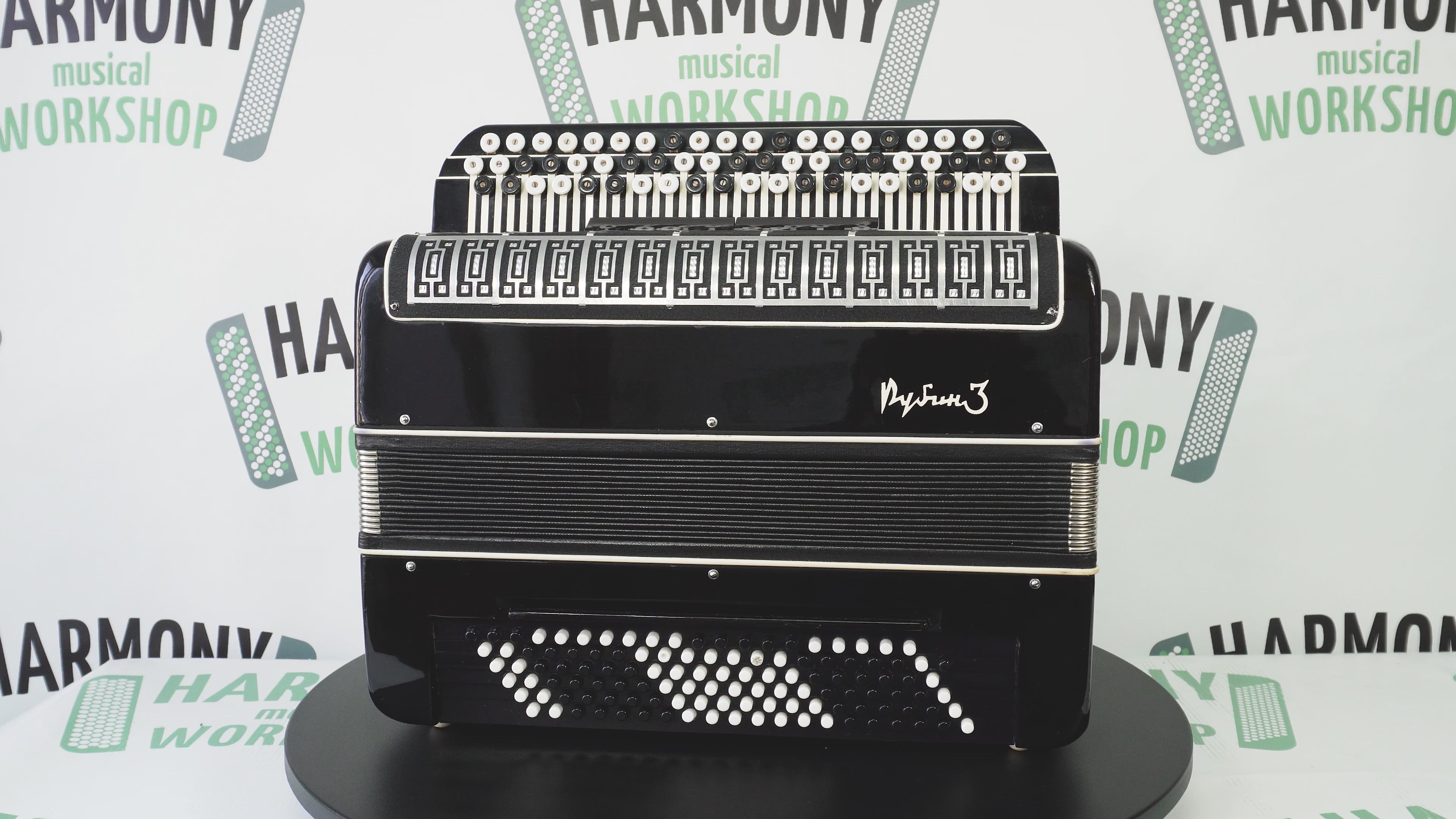 Converter Bayan Rubin 3 Free Bass and Stradella, 120 Bass Button Accordion, Vintage Russian Bayan Accordian, with Straps and Soft Case, 2676