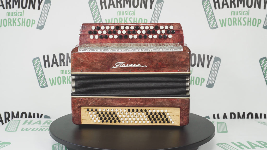 Ukraine Polissya Bayan 3 Row Chromatic Button Accordion 100 Bass, Folk Harmonica, Garmoshka, New Straps and Soft Case, 2632