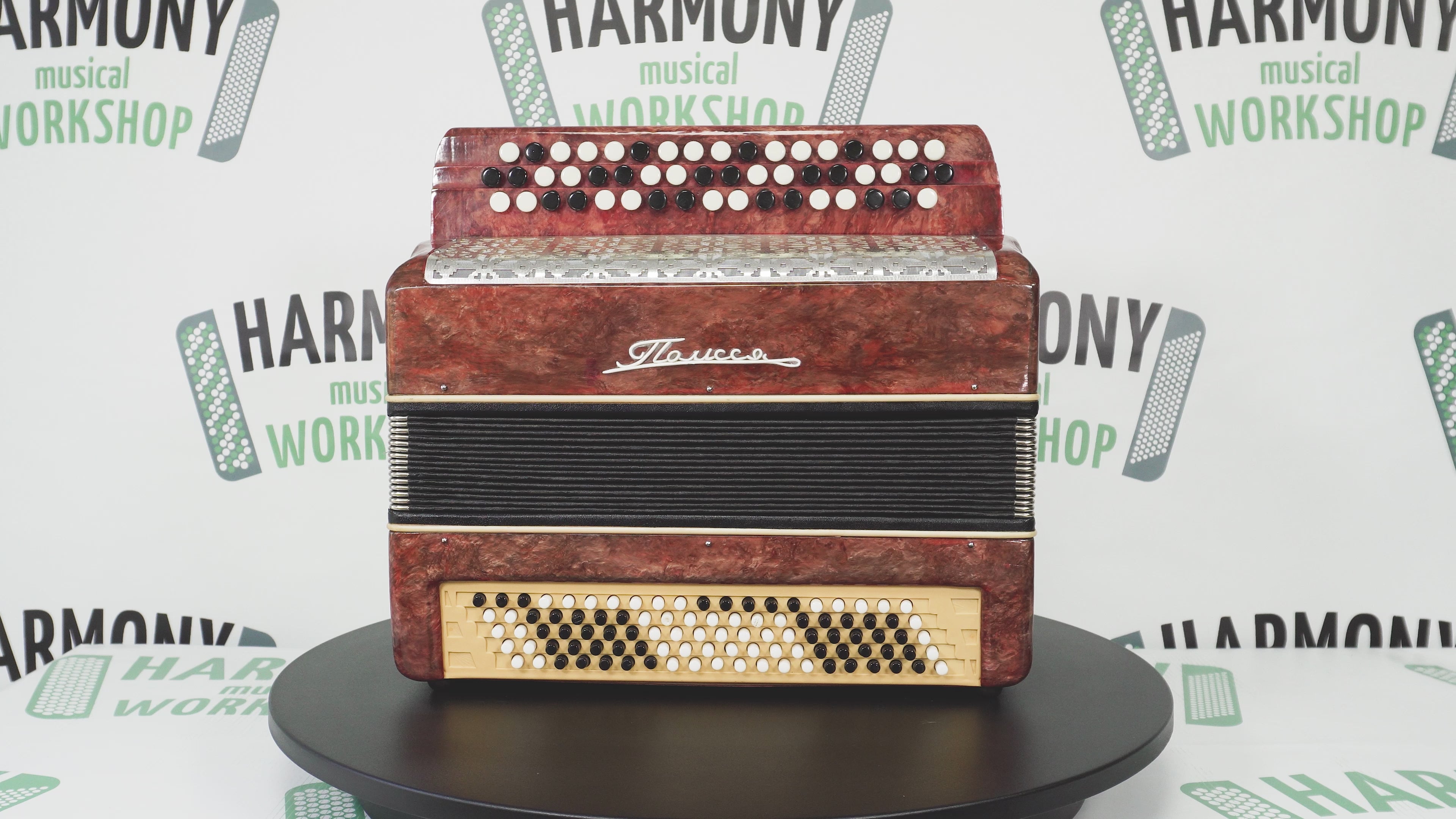 Ukraine Polissya Bayan 3 Row Chromatic Button Accordion 100 Bass, Folk Harmonica, Garmoshka, New Straps and Soft Case, 2632