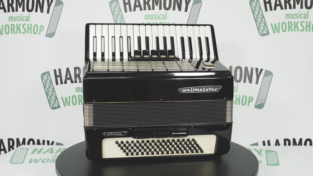 Weltmeister Stella Accordion 80 Bass made in Germany, New Straps Soft Case for Gift, Keyboard Piano Accordian Musical Instrument, 2661