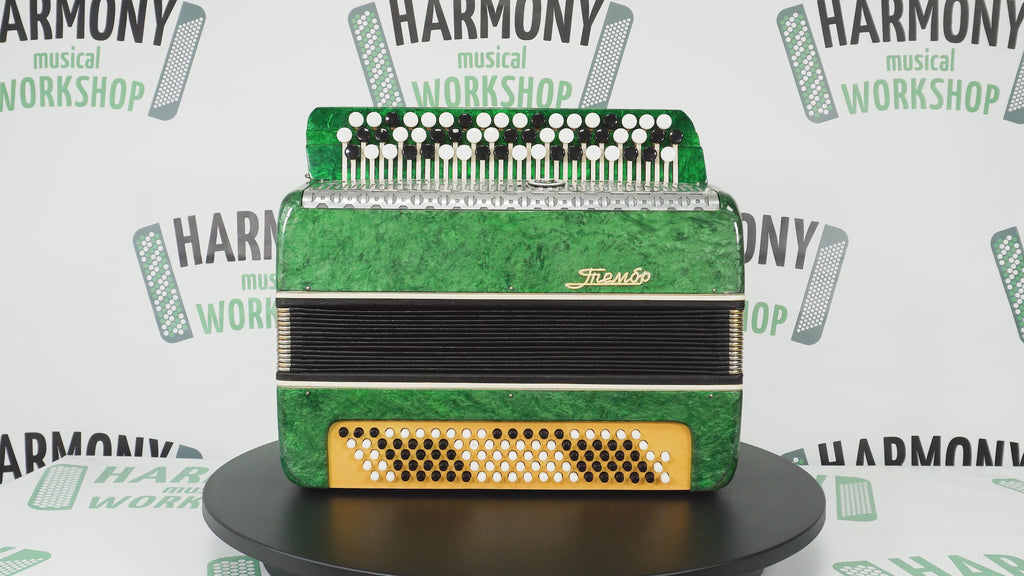 Bayan Tembr, Button Accordion Instrument, 100 Bass Buttons, New Straps and Soft Case for Gift, Concertina Stradella B System, 2609