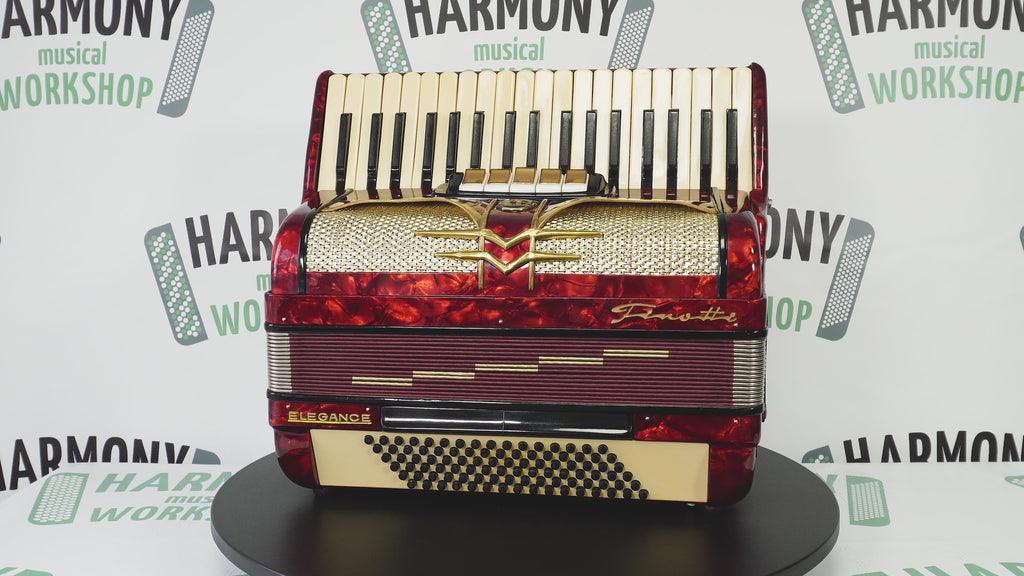 Akkordeon Firotti Elegance 96 Bässe, hergestellt in Deutschland, Pianoakkordeon, Riemen und Hartschalenkoffer, 2695