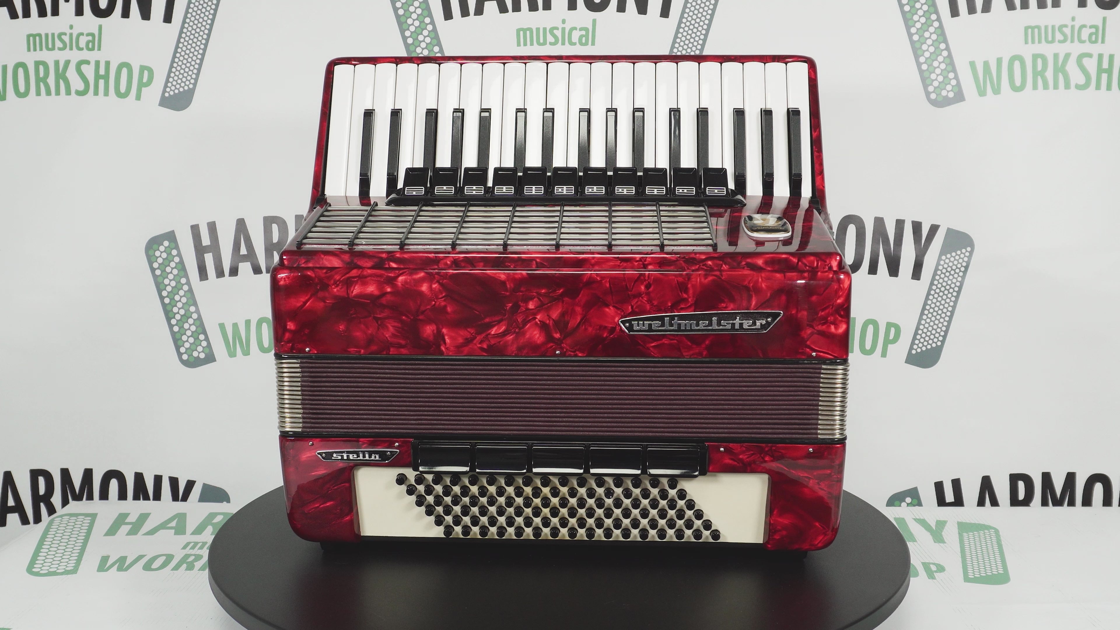 Weltmeister Stella Accordion 96 Bass, German Accordian Instrument, New Straps and Soft Case for Gift, Original Keyboard Piano Acordeone, 2739