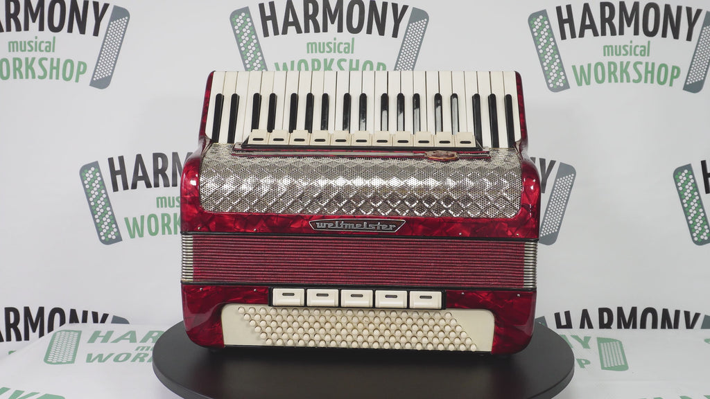 Weltmeister Accordion 120 Bass, German Full Size Keyboard Piano Accordian, New Straps and Soft Bag, 2730