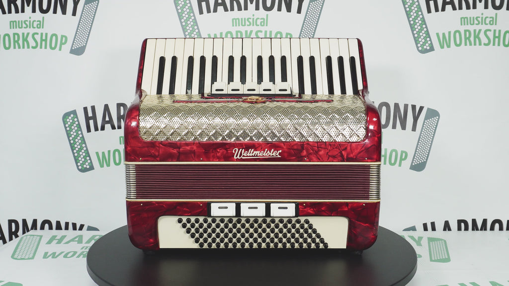 Weltmeister Accordion 96 Bass, German Piano Accordian, New Straps and Soft Case for Gift, Original Keyboard Musical Instrument, 2663