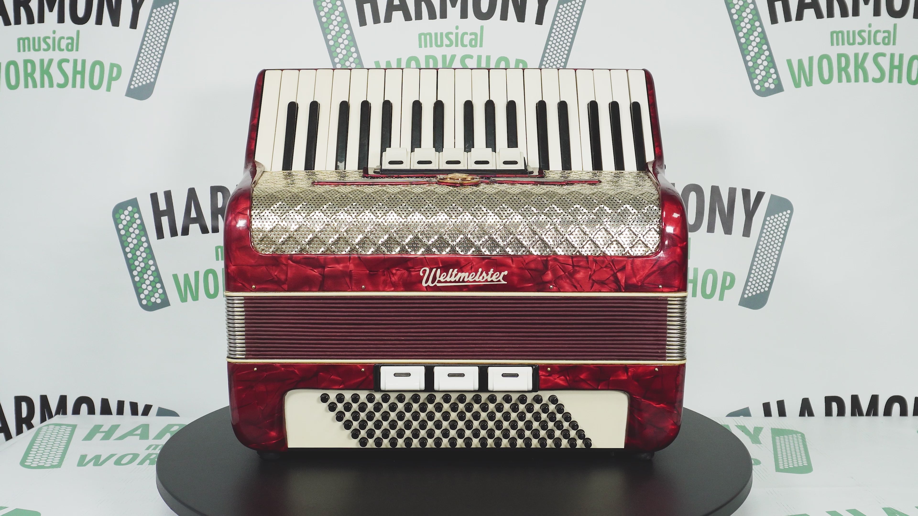 Weltmeister Accordion 96 Bass, German Piano Accordian, New Straps and Soft Case for Gift, Original Keyboard Musical Instrument, 2663