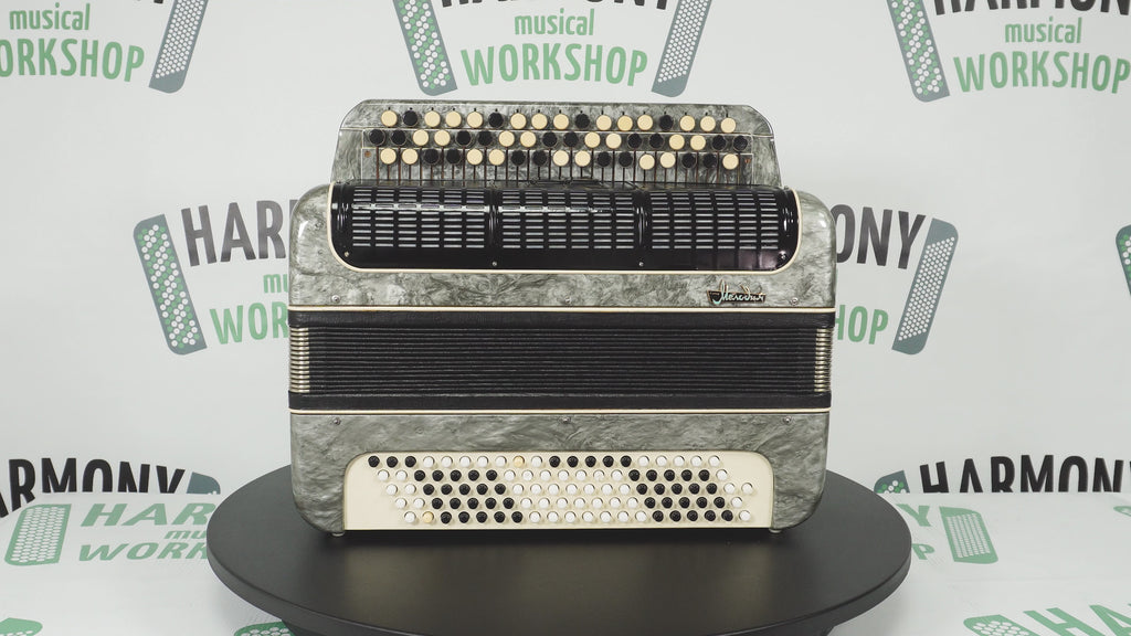 Russian Bayan Melodia Kirov, Vintage Chromatic Button accordion, made in USSR, New Straps and Soft Bag, Rich and Beautiful sound, 2751