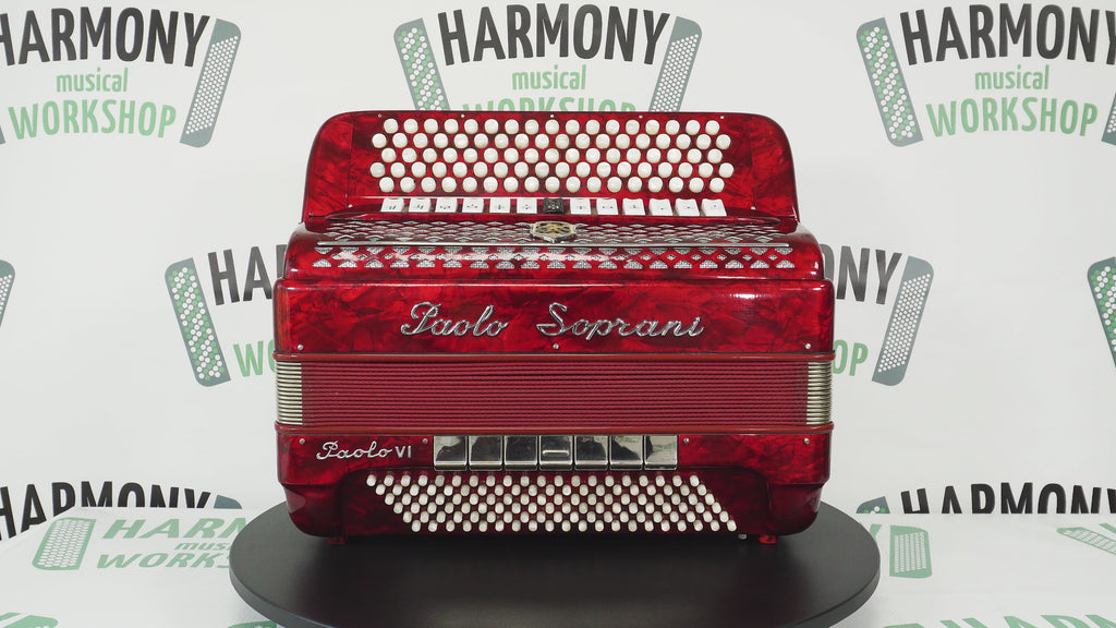 Paolo Soprani 5 Rows Button Accordion made in Italy, C Griff Professional Concert Accordeone de Botones, Straps and Hard Case, 2591