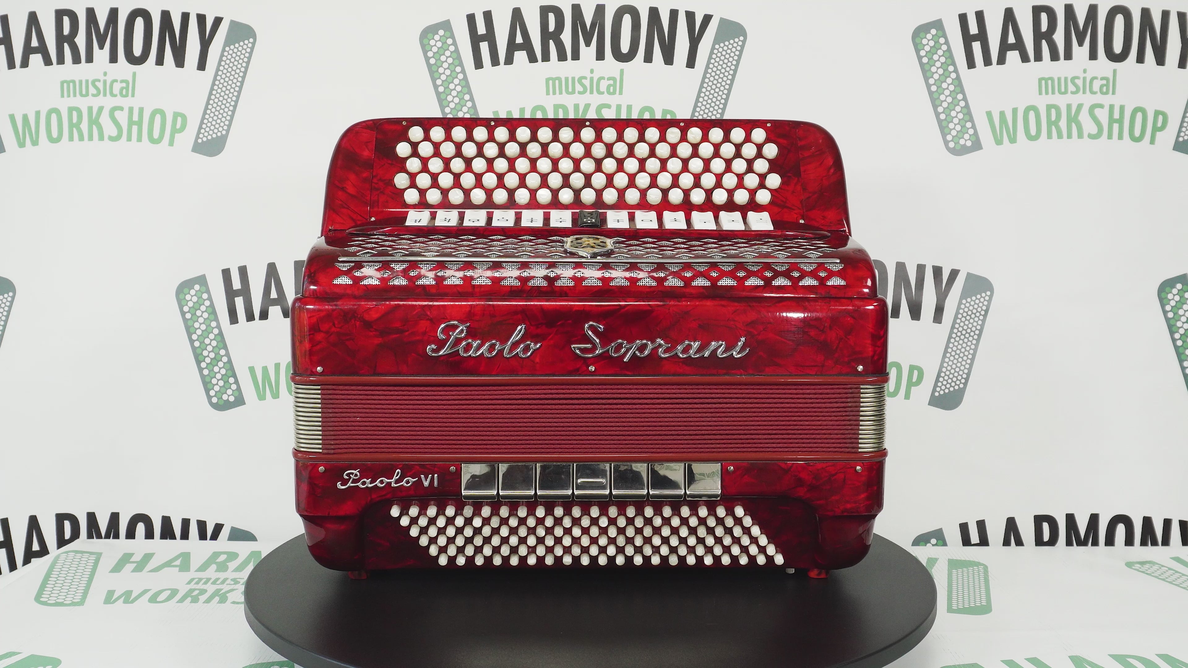 Paolo Soprani 5 Rows Button Accordion made in Italy, C Griff Professional Concert Accordeone de Botones, Straps and Hard Case, 2591
