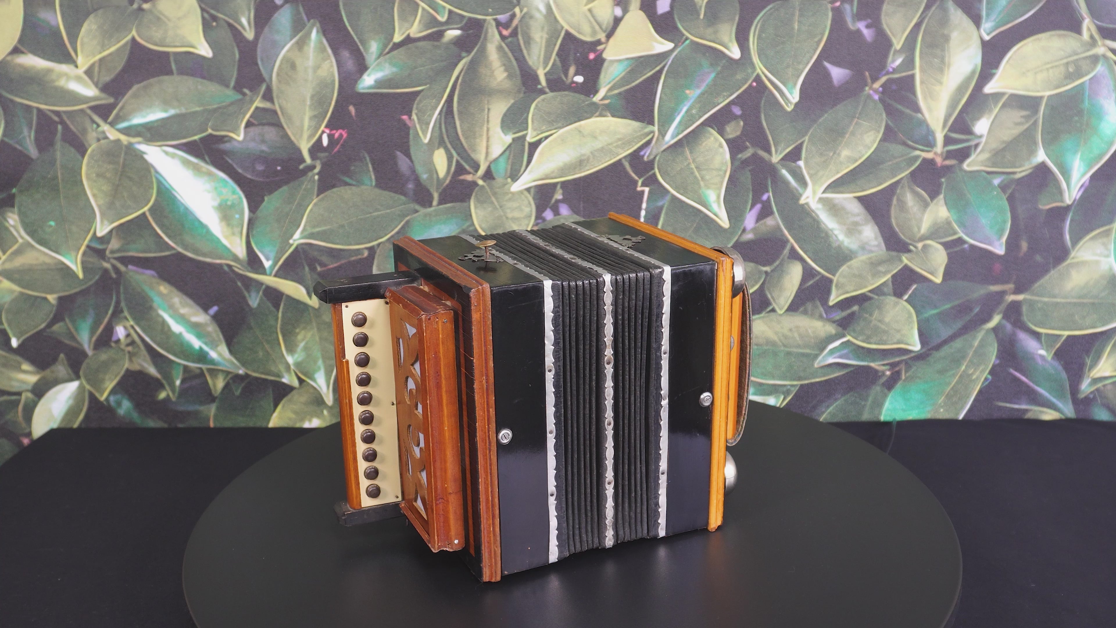 Antique Diatonic Saratovskaya Harmonica, Vintage Handmade Garmon, Button Accordion, 2440, Old Squeezebox Musical Instrument, Small Bayan Accordion