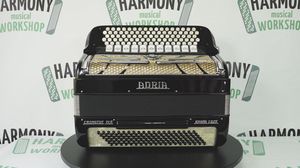 Adria Cromaton IV.A Grand Luxe 5 Row Button Accordion 120 Bass, made in Italy, Cassotto, C Griff, includes Straps and Hard Case, 2715
