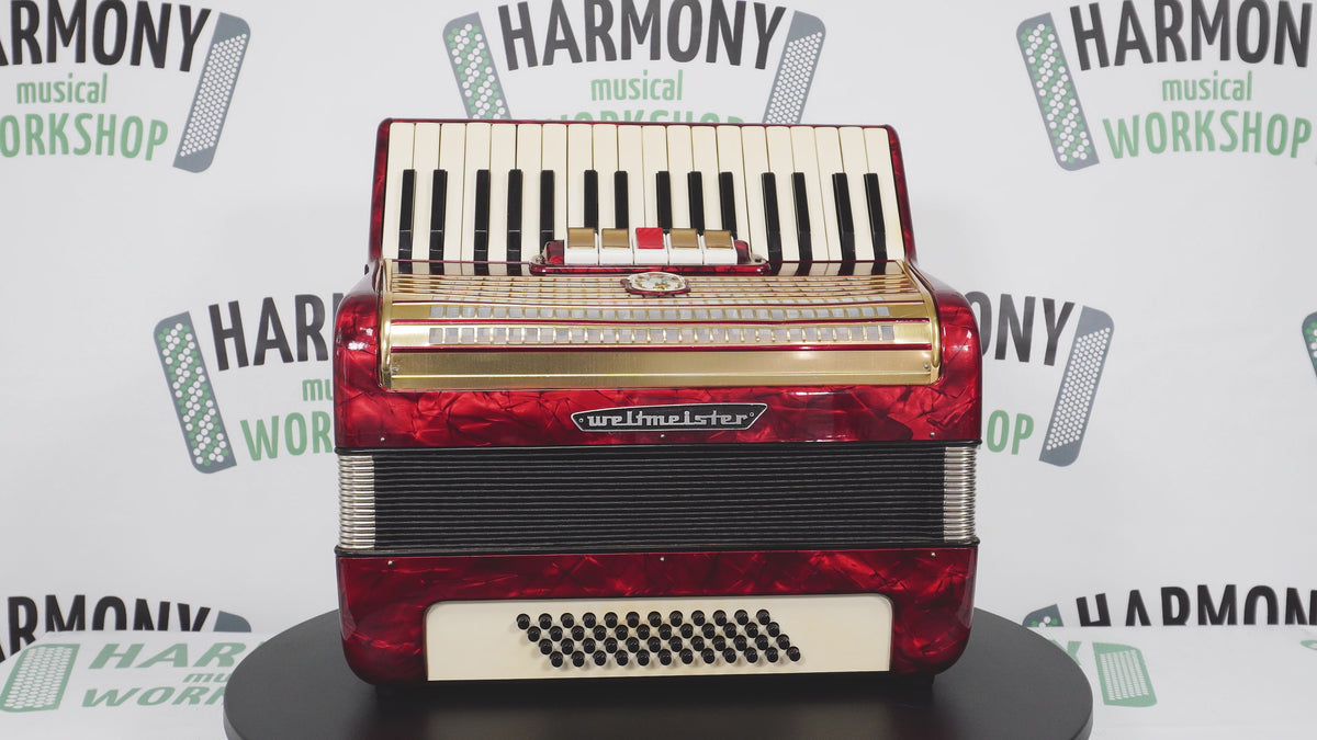 Weltmeister 48 Bass Lightweight Piano Accordion for Beginners Children Kids, made in Germany, Vintage Accordian with New Straps, 2771