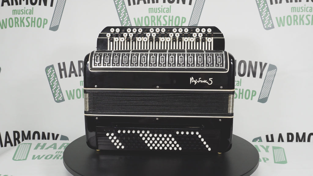 Converter Bayan Rubin 5 Free Bass and Stradella, 120 Bass Button Accordion, Vintage Russian Bayan Accordion, with Straps and Case, 2741