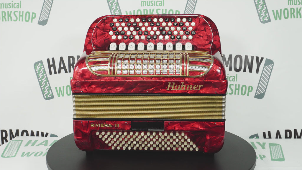 Hohner Riviera III 5 Row Lightweight Button Accordion 96 Bass made in Germany, C Griff, Straps and Case, Original Accordeone de Botones, 2725