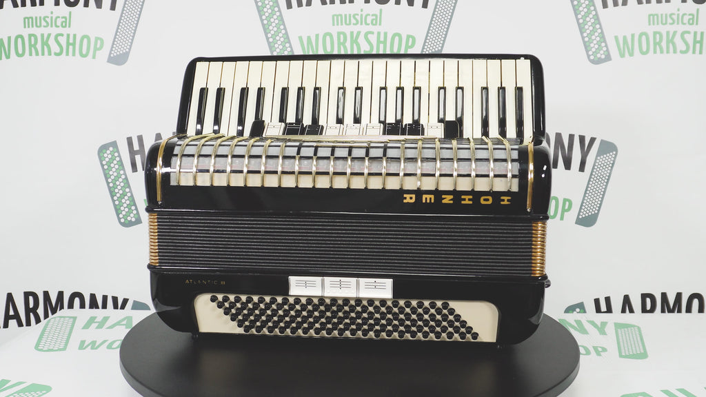 Hohner Atlantic III Piano Accordion 120 Bass, made in Germany, Straps and Soft Bag, Vintage Original Musical Instrument, 2672