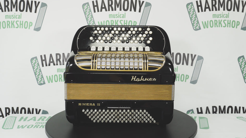 Hohner Riviera III B Griff Bayan Lightweight 5 Row Button Accordion 96 Bass made in Germany, Straps, Hard Case, Accordeone de Botones, 2603
