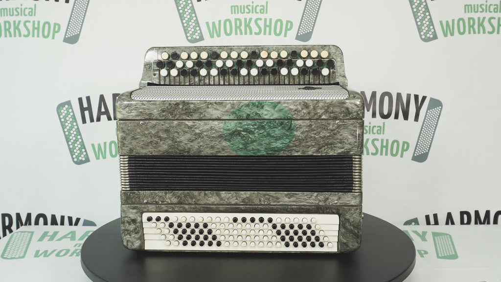 Russian Bayan Tulskiy, 3 Row Tula Chromatic Button Accordion, Vintage Music Box B System, New Straps and Soft Case, 2732