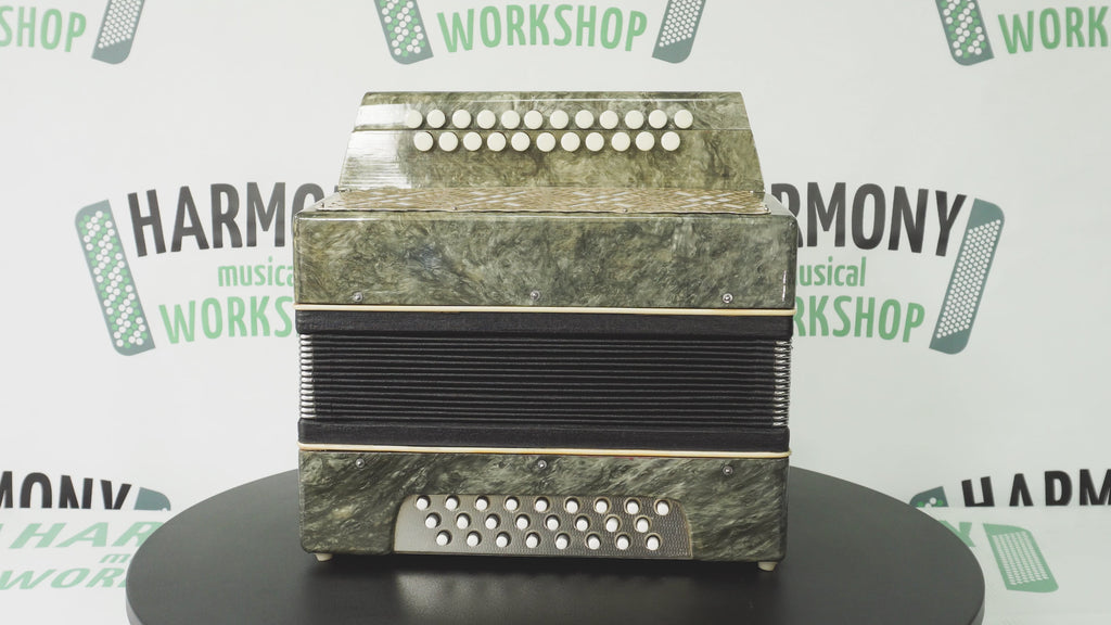 Folk Bayan Garmon Ukraine Marichka, Vintage Button Accordion Harmonica, 23x25 Squeezebox, Old Garmoshka in Tune, 2731