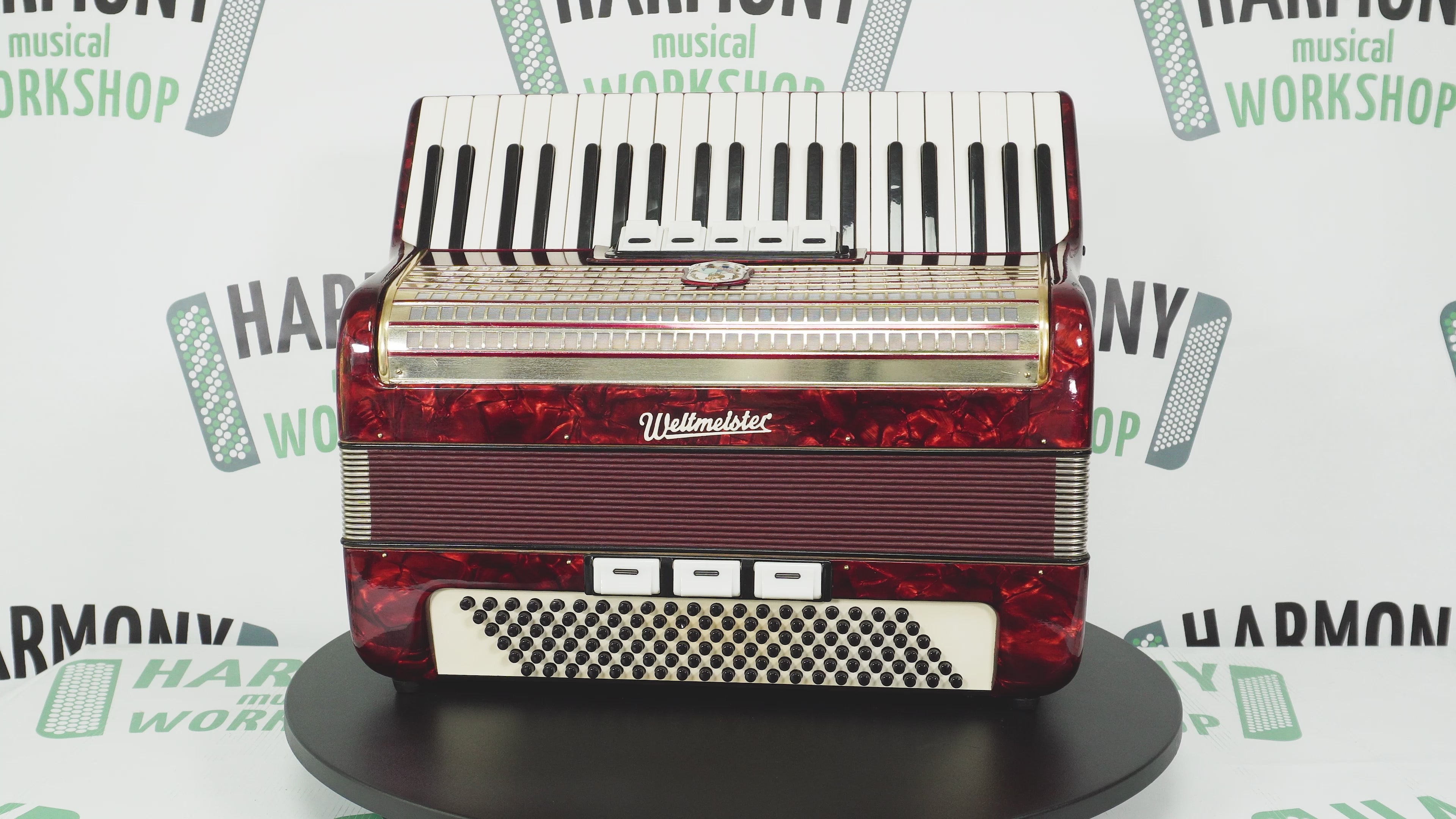 Weltmeister Accordion 120 Bass, German Keyboard Piano Accordian, New Straps and Soft Bag, 2737