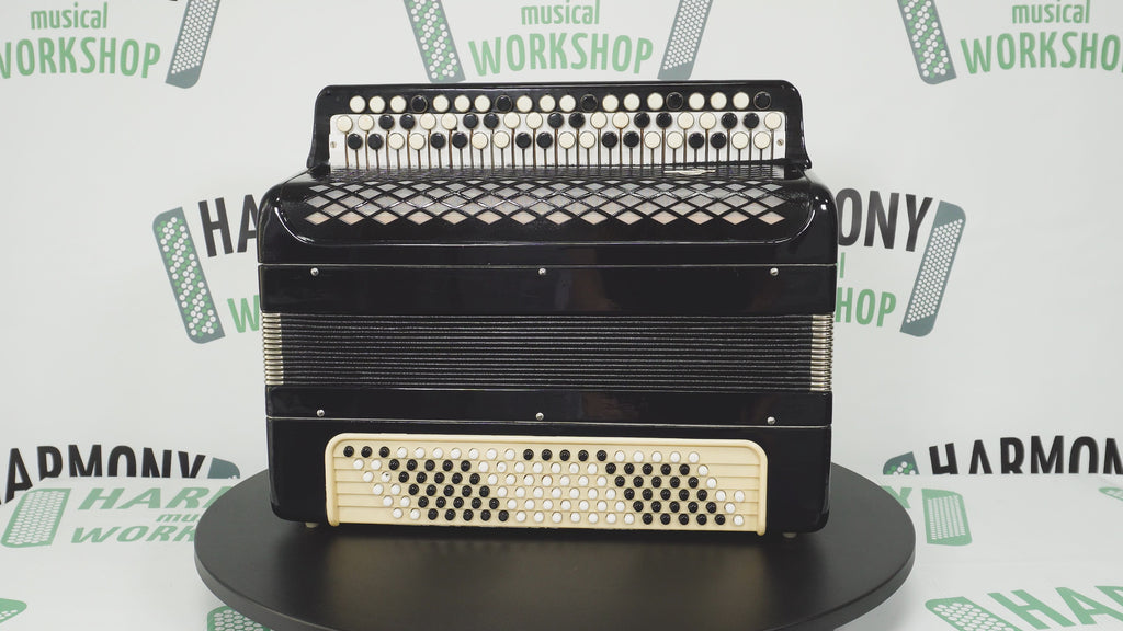 Bayan Accordion Tulskiy Tula 3 Row Chromatic Button Accordion 120 Bass, Vintage Music Box B System, New Straps, Soviet Harmonica, 2758