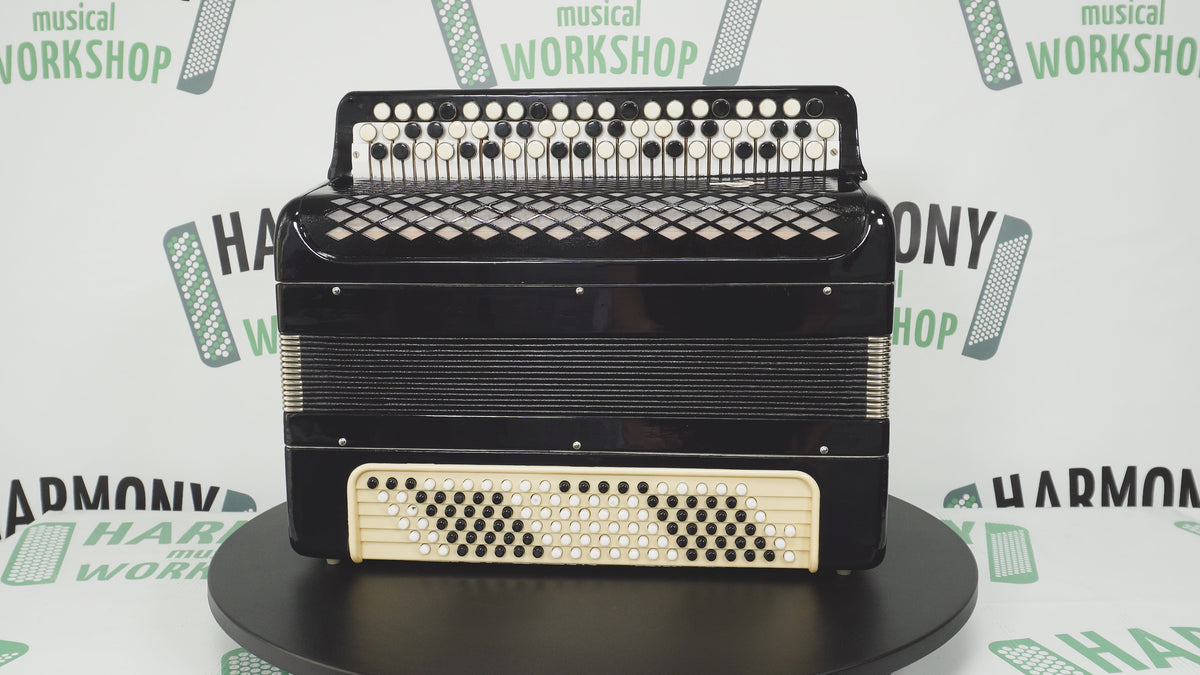 Bayan Accordion Tulskiy Tula 3 Row Chromatic Button Accordion 120 Bass, Vintage Music Box B System, New Straps, Soviet Harmonica, 2758